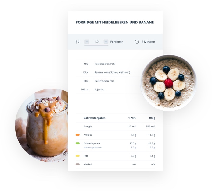 Ein Rezept mit Zubereitungshilfe und Bild vom fertigen Essen