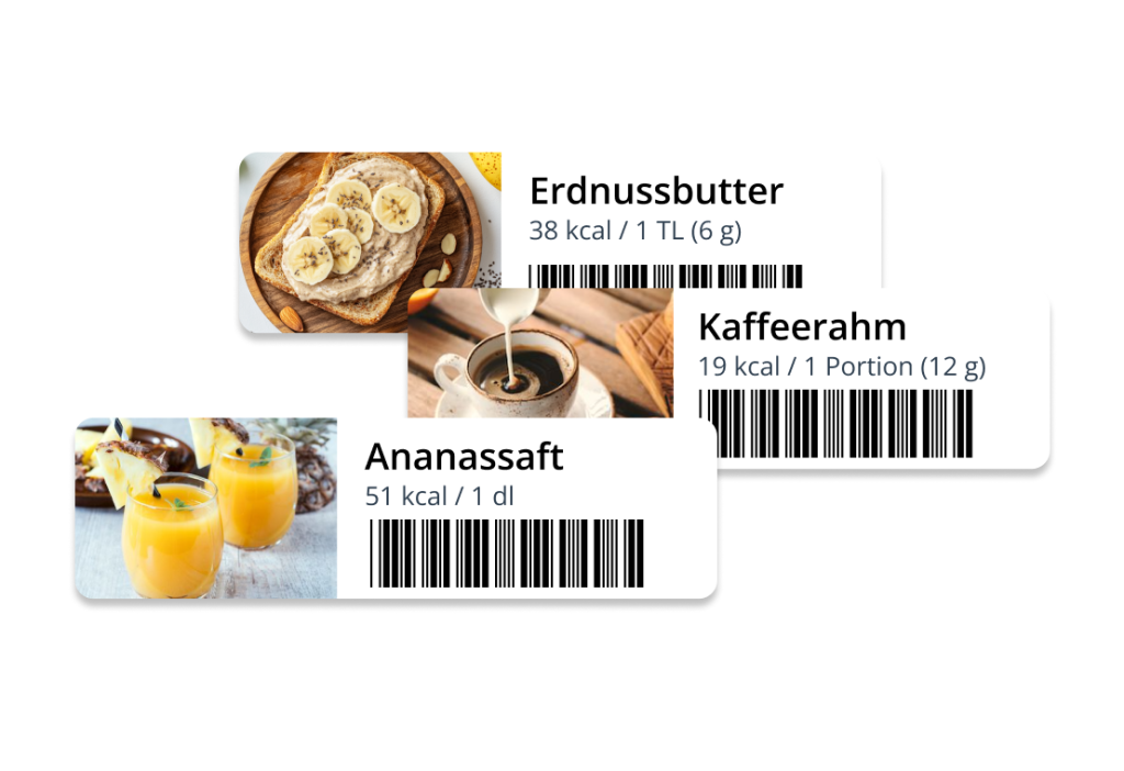 drei Produkte mit Barcodes für den Barcodescanner
